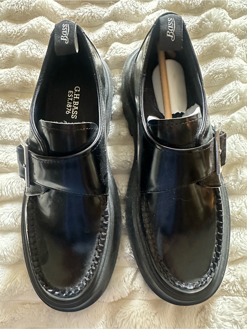 G.H. Bass & Co. Black Patent Monk Strap Loafers